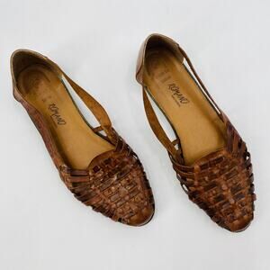 Romano leather hurache flats